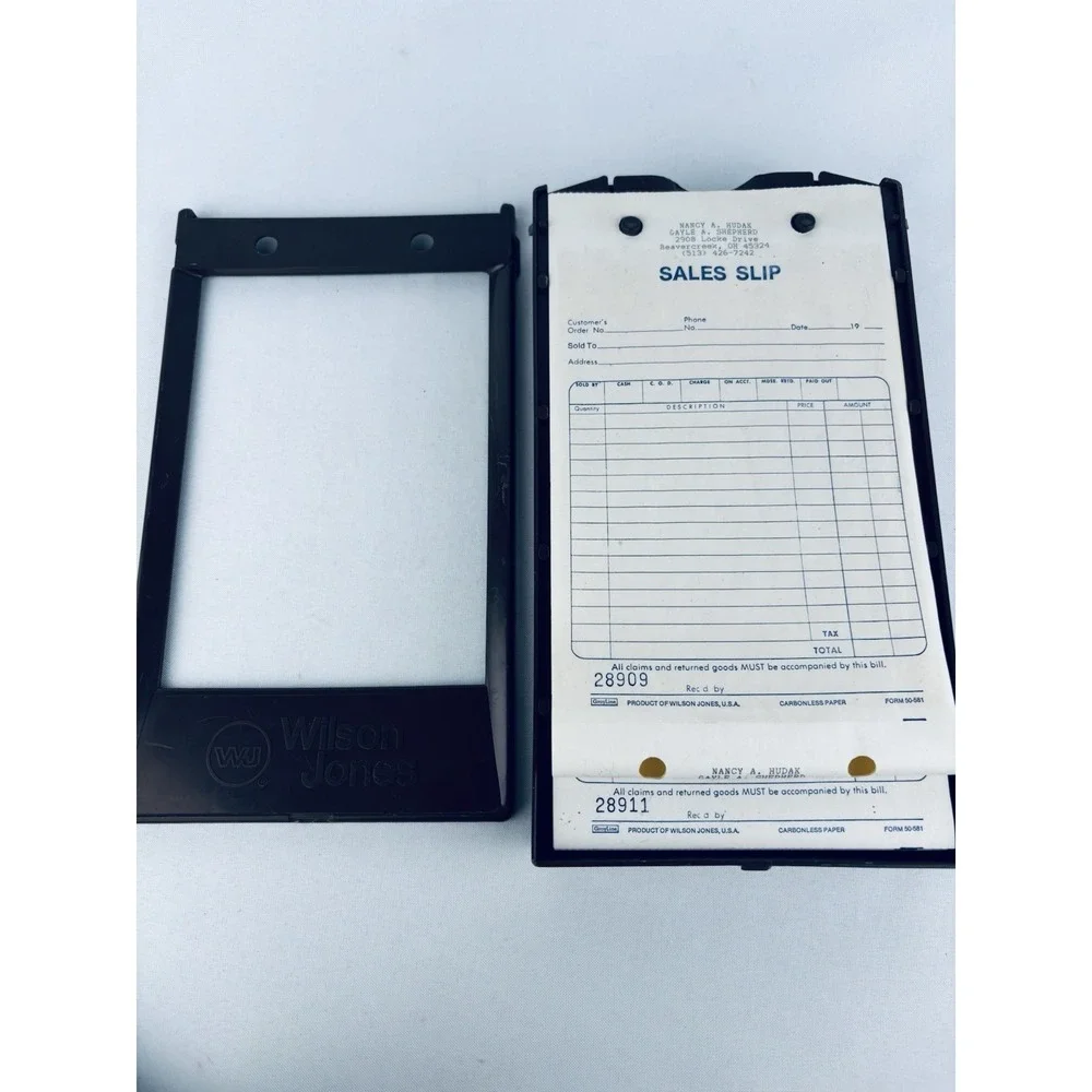 Vintage Brown Wilson Jones Autographic Register Plastic Sales Slips -Retro Decor
